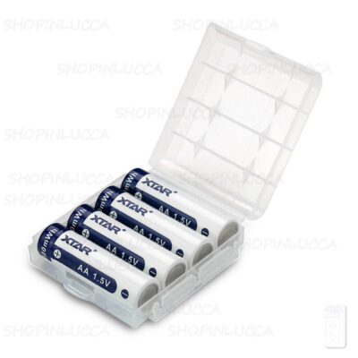 4 Batterie Pile Ricaricabili XTAR AA Stilo Litio 1,5v 2000mAh 3300mWh Polo Rialzato e con Circuito di Protezione