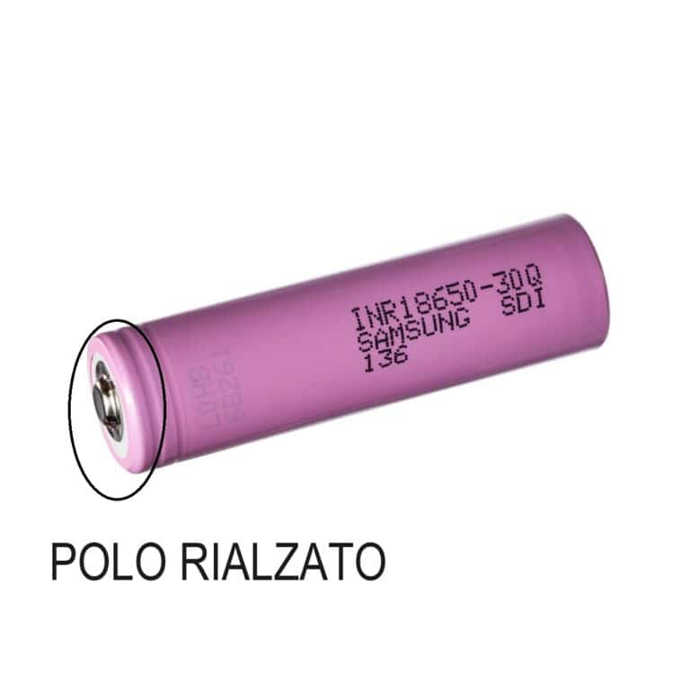 Batteria Pila Ricaricabile SAMSUNG INR 18650 -30Q Polo Rialzato Litio 3,6v 3000mAh scarico 15A - immagine 2