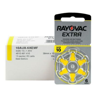 60 pile per apparecchi acustici RAYOVAC EXTRA 10 batterie protesi udito PR70