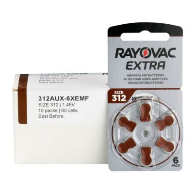 60 pile per apparecchi acustici RAYOVAC EXTRA 312 batterie protesi udito PR41