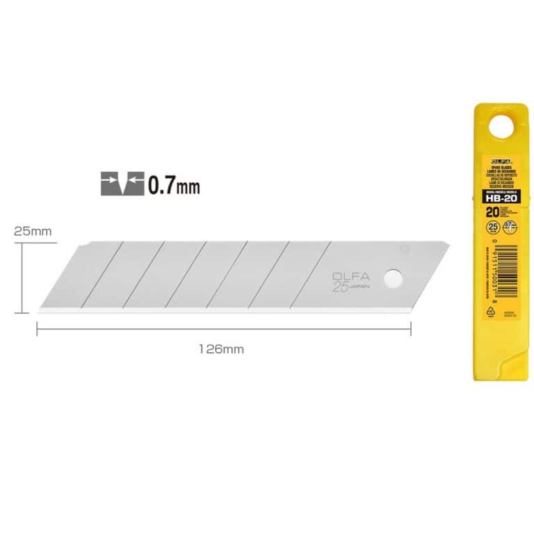 20 Lame OLFA HB 25mm spezzare 6 settori HB-20 alte prestazioni per cutter taglierino made Japan