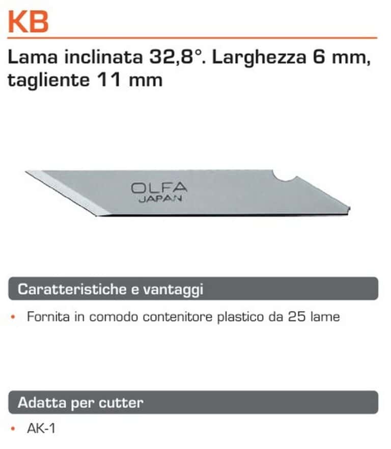 25 Lame OLFA KB per coltello bisturi grafico disegnatore AK-1 made in Japan - immagine 2