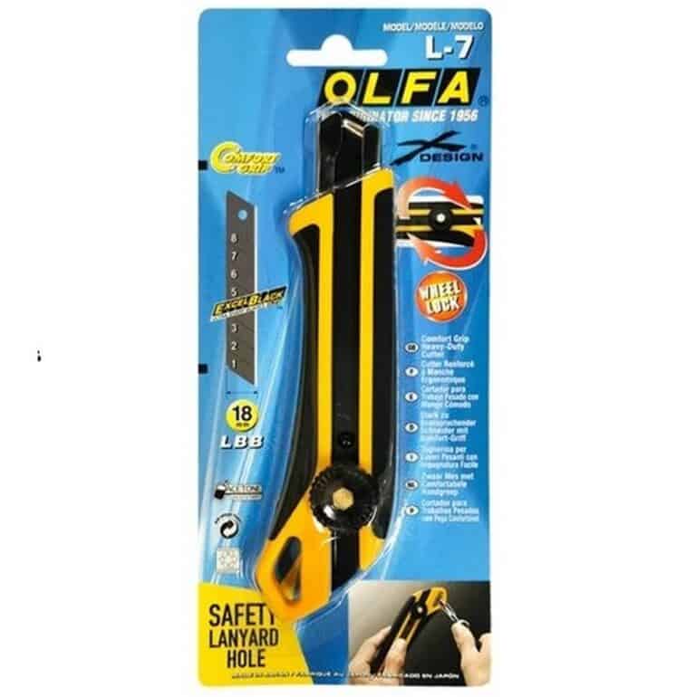 Cutter Taglierino OLFA L-7 18mm per cartongesso gomma corde tessuti cartonati made in Japan