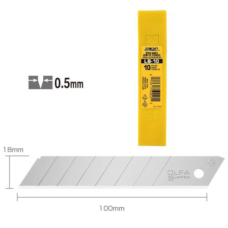 10 Lame Universali OLFA LB 18mm LB-10 per cutter taglierino ML BN-AL BN-L MXP-AL MXP-L L7-AL L7-L