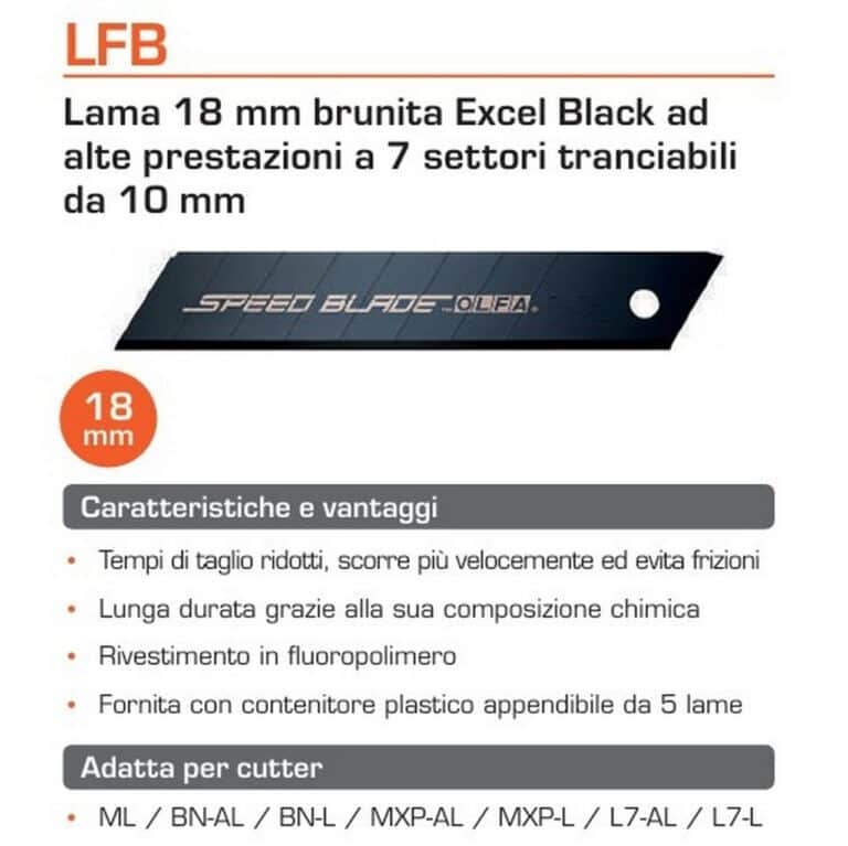 5 Lame OLFA LFB 18mm Excel Black LFB-5B ad alte prestazioni per cutter taglierino made in Japan - immagine 2