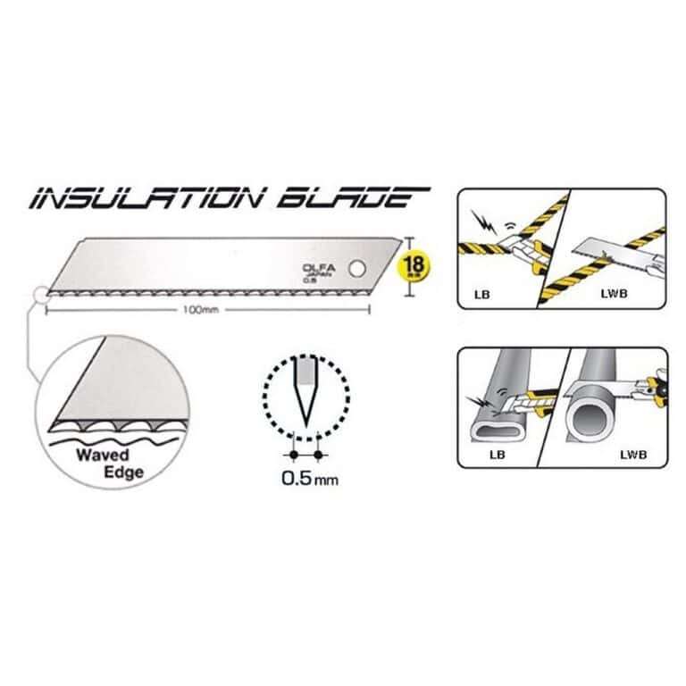 3 Lame OLFA LWB 18mm LWB-3B seghettata per legno e plastica dura per cutter taglierino made in Japan - immagine 3