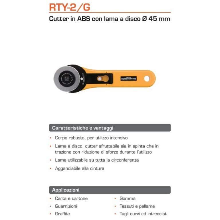 Cutter Taglierino OLFA RTY-2/G ABS lama 45mm tagli curvi tessuti gomma pelle made in Japan - immagine 2