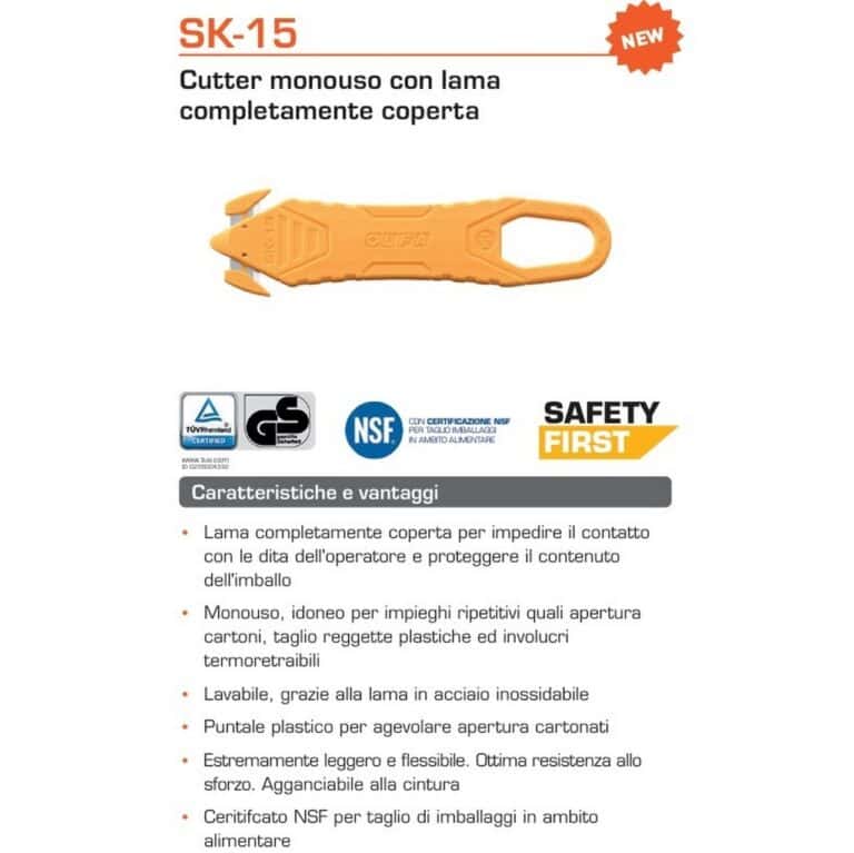 10 Cutter Taglierino OLFA SK-15 lama coperta certificato alimentare NSF taglia reggetta cartone made in Japan - immagine 2