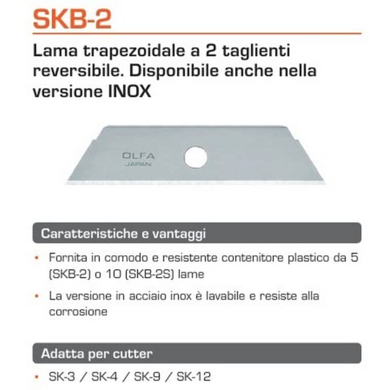 5 Lame OLFA SKB-2 trapezioidali SKB-2/5B per cutter taglierino SK-3 SK-4 SK-5 SK-9 UTC-1 made in Japan - immagine 2