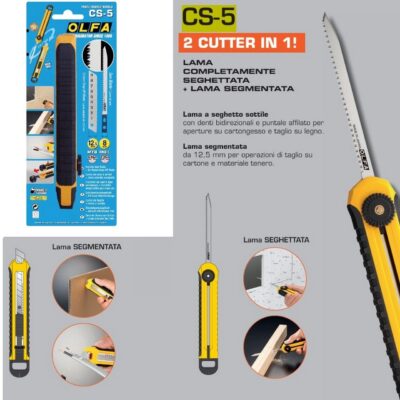 Cutter Taglierino OLFA CS-5 multiuso 2 in 1 con seghetto cartongesso compensato