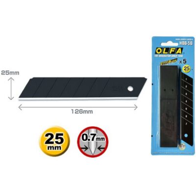5 Lame Ricambio Cutter OLFA HBB Excel Black taglierino 25mm nere cantiere