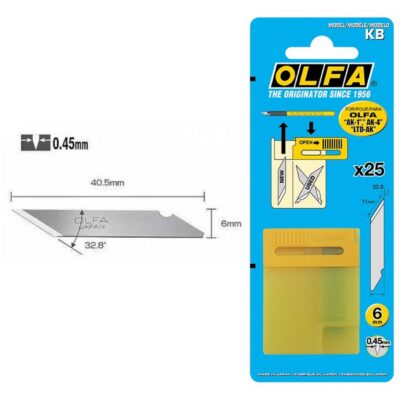 25 Lame Ricambio Bisturi OLFA KB taglierino precisione modellismo grafica