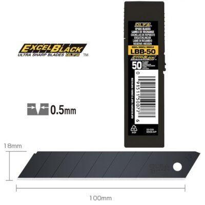 50 Lame Ricambio Cutter OLFA LBB Excel Black taglierino 18mm nere
