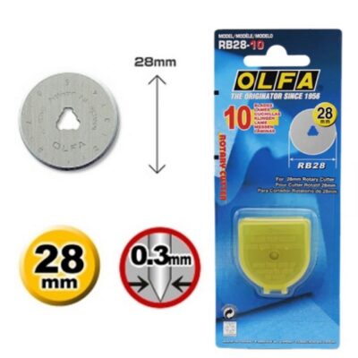 10 Lame Ricambio Cutter OLFA RB28 rotativo circolare 28mm tessuto patchwork