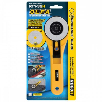 Cutter Taglierino OLFA RTY-3GH rotativo lama circolare 60mm tessuti cuoio