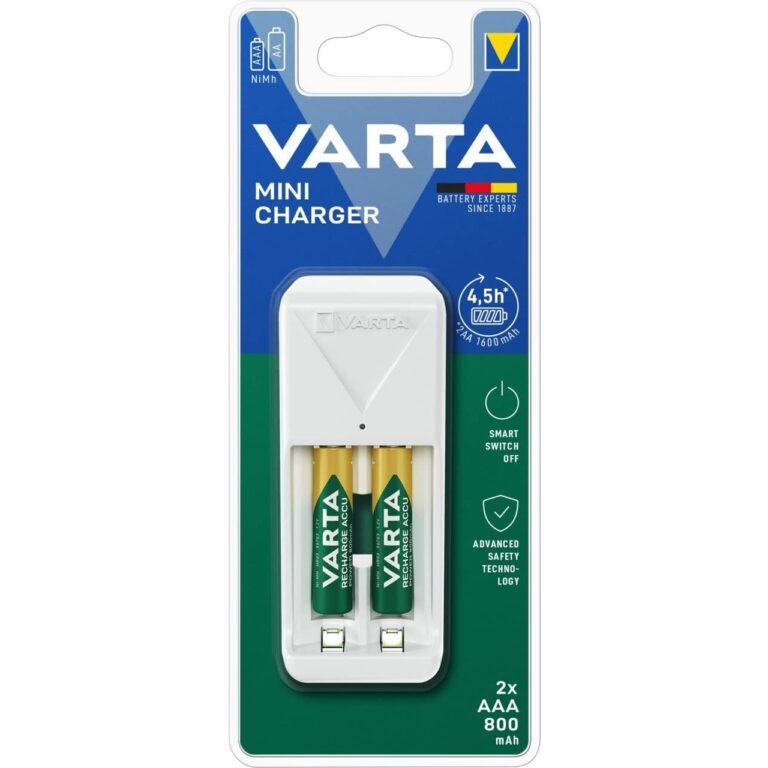 Caricabatterie VARTA Mini Charger con 2 pile MiniStilo AAA 800mAh NiMH 1,2v