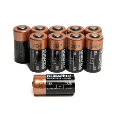 10 PILE LITIO 123 BATTERIE DURACELL LITHIUM CR17345 CR123 CR123A 3V SFUSE BULK