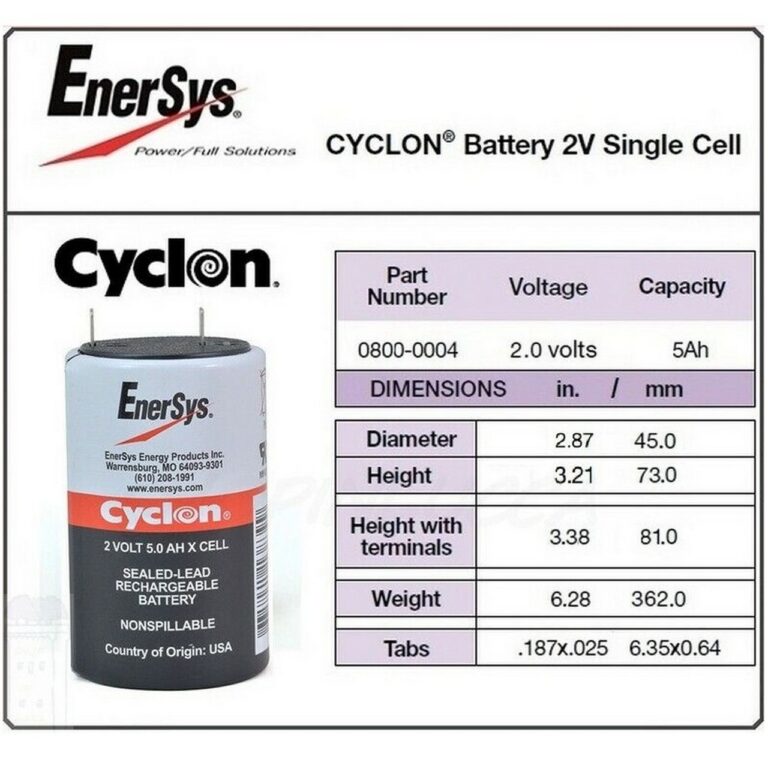 batteria ciclica CYCLON 2V 5Ah 5000mAh pila accumulatore ricaricabile al piombo ENERSYS USA - immagine 2