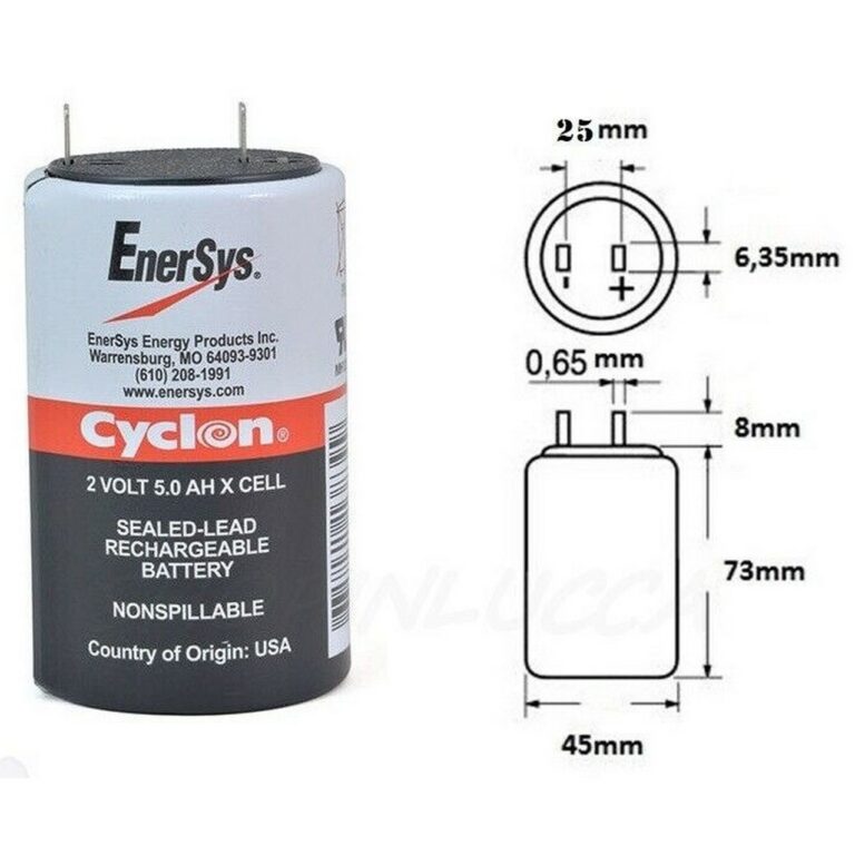 batteria ciclica CYCLON 2V 5Ah 5000mAh pila accumulatore ricaricabile al piombo ENERSYS USA