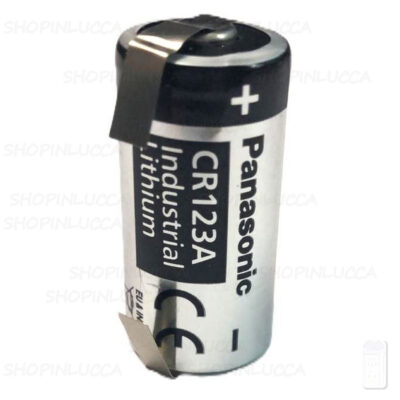 Batteria Pila PANASONIC CR123A litio 3v 123 CR17345 SFUSA BULK monouso lamelle saldare