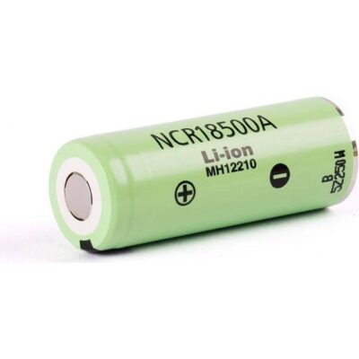 Batteria Pila 18500 Ricaricabile PANASONIC NCR18500A MH12210 Litio 3,6v 2040mAh scarico 3,8A polo piatto