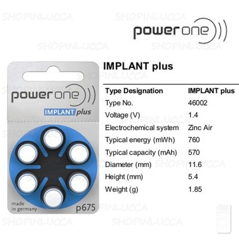60 POWER ONE P675 IMPLANT PLUS Batterie Pile per apparecchi acustici COCLEARI - immagine 2