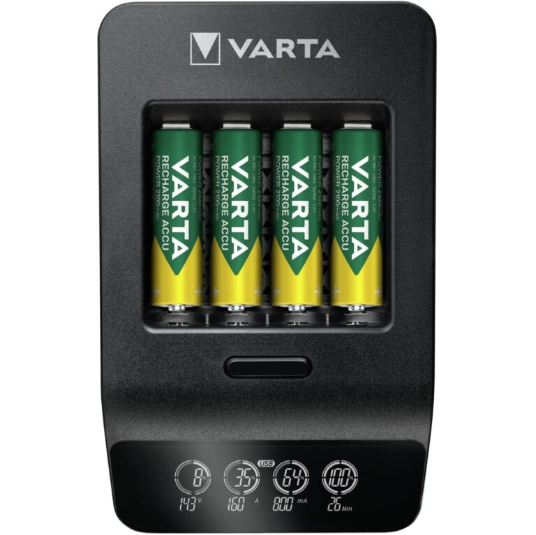 Caricabatterie VARTA LCD Smart Charger+ con 4 pile Stilo AA 2100mAh NiMH 1,2v - immagine 2