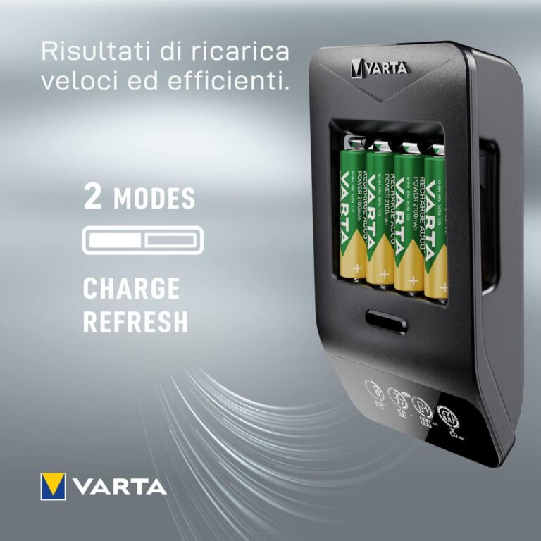 Caricabatterie VARTA LCD Smart Charger+ con 4 pile Stilo AA 2100mAh NiMH 1,2v - immagine 7