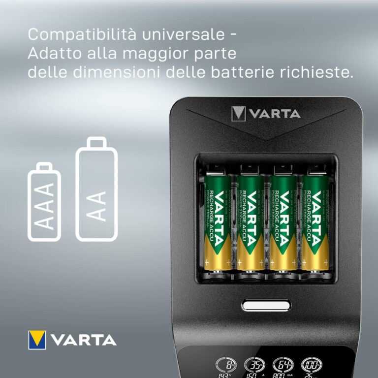 Caricabatterie VARTA LCD Ultra Fast Charger+ con 4 pile Stilo AA 2100mAh NiMH 1,2v - immagine 10