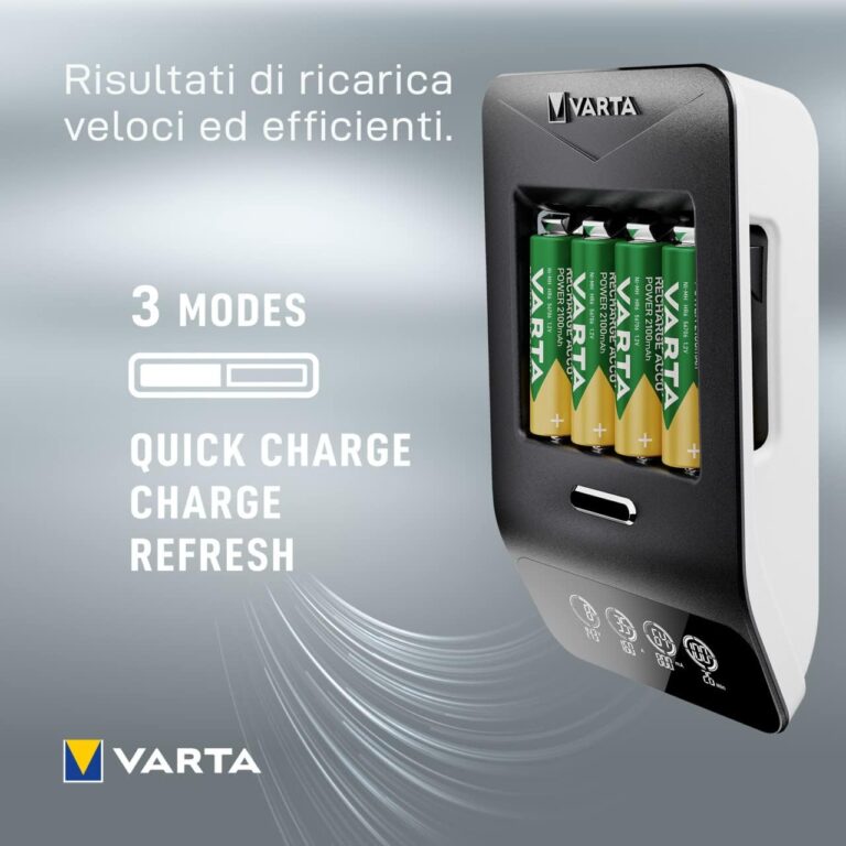 Caricabatterie VARTA LCD Ultra Fast Charger+ con 4 pile Stilo AA 2100mAh NiMH 1,2v - immagine 6