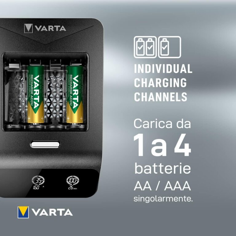 Caricabatterie VARTA LCD Ultra Fast Charger+ con 4 pile Stilo AA 2100mAh NiMH 1,2v - immagine 9