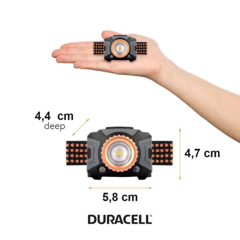torcia da testa frontale duracell led 350lm visione notturna 60mt IPX4 batterie pile incluse autonomia 3h - immagine 2