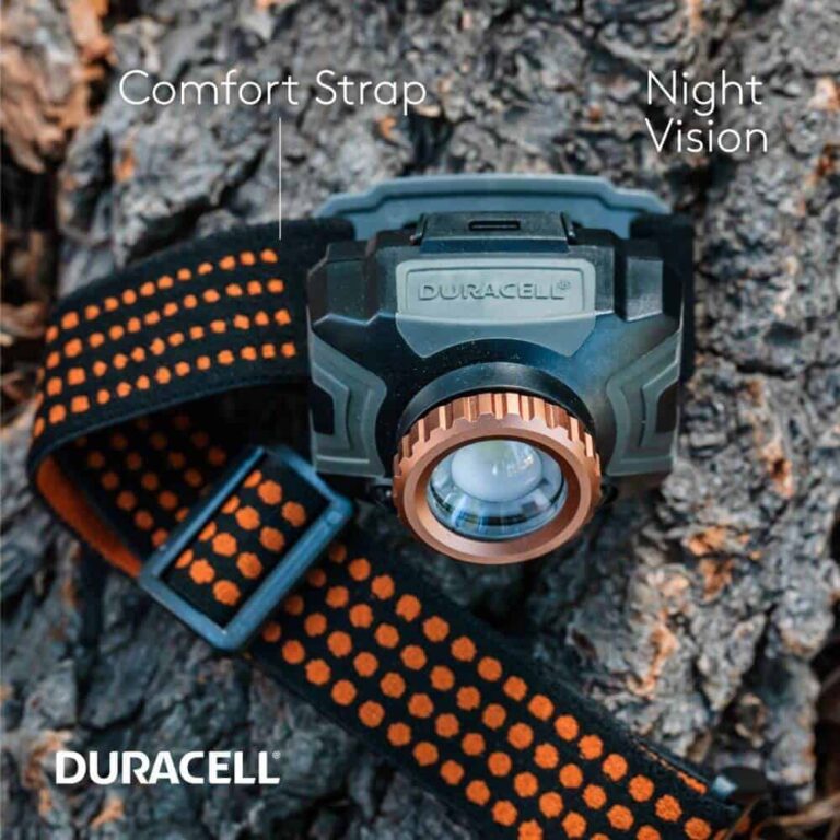 torcia da testa frontale duracell led 350lm visione notturna 60mt IPX4 batterie pile incluse autonomia 3h - immagine 5