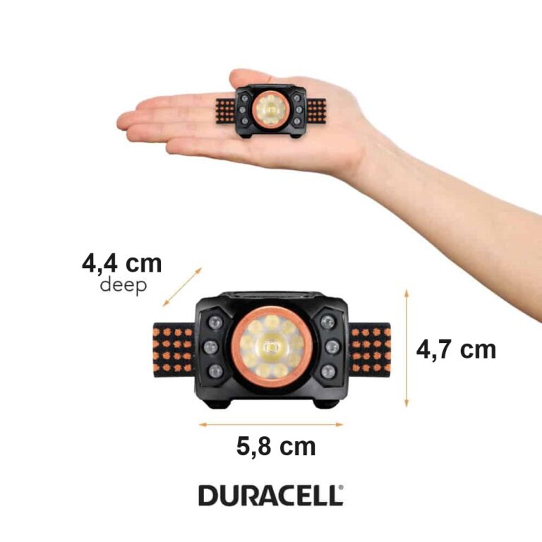 torcia da testa frontale duracell led 550lm visione notturna 70mt IPX4 batterie pile incluse autonomia 2h - immagine 2