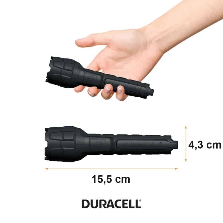 torcia duracell led 80lm gommata autonomia 4h portata 30mt batterie pile incluse - immagine 2