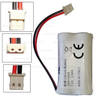 Batteria allarme DUEVI BAT7V2SENS pila EVE 2ER14505 7,2V per sensori DIRRVE-DT EWALL-DT tastiere DVTR-OLED-B DVTR-OLED-N