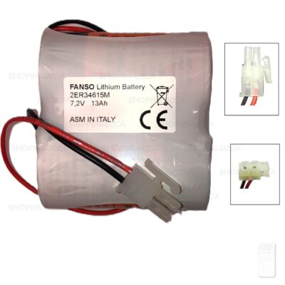 Batteria compatibile allarme DUEVI BAT7V2LITIO pila FANSO 2ER34615M 7,2V per sirena SIRENA VV-ZELA-R & VV-ZELA-RB-868
