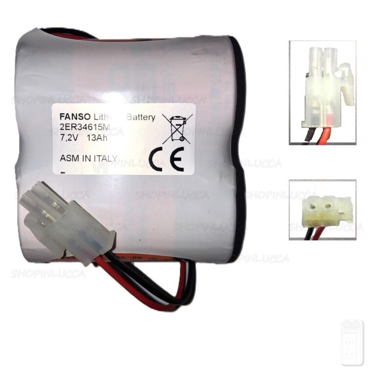Batteria allarme compatibile ELMO BLSH3360 pila FANSO 2ER34615M 7,2V per sirena GAIA 4 e HYDRA 4