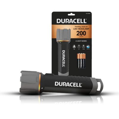 torcia duracell led 200lm autonomia 8h portata 150mt IPX6 galleggiante accensione automatica in acqua