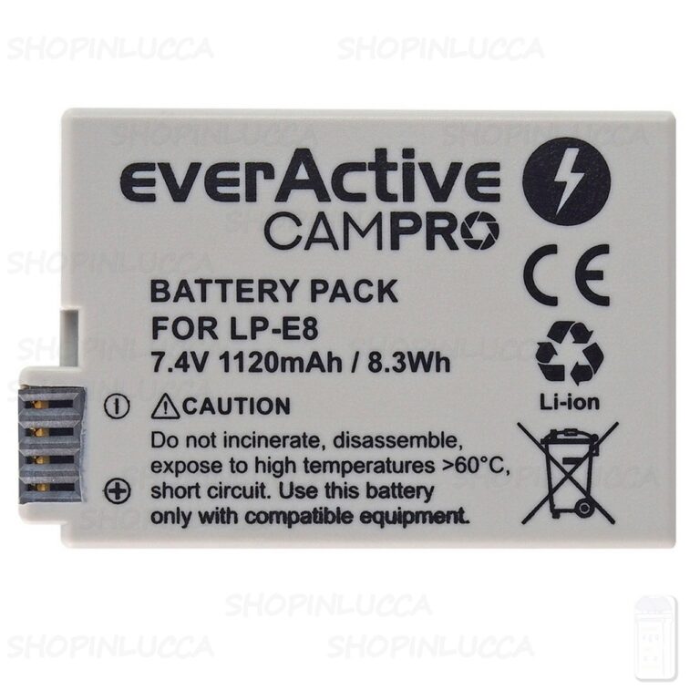 Batteria Ricaricabile CamPro EVB018 sostituisce Canon LP-E8 per EOS 700D Kiss X7i Rebel T5i - immagine 3