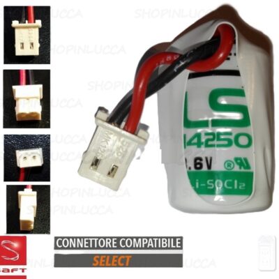 Batteria allarme SELECT SBT08 pila SAFT LS14250 per rilevatore apertura infissi S308 DB708