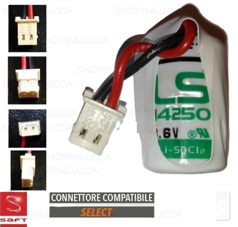 Batteria allarme SELECT SBT08 pila SAFT LS14250 per rilevatore apertura infissi S308 DB708