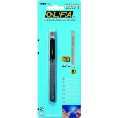 Cutter Taglierino OLFA SVR-1 acciaio inox lama 9mm Pellicole Adesive Termoretraibili Tappezzeria made in Japan