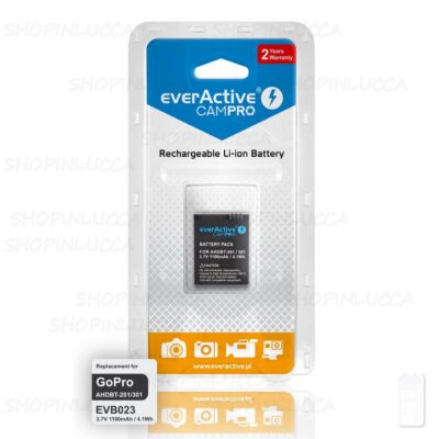 Batteria Ricaricabile CamPro EVB023 per GoPro Hero 3 Pila Litio 3,7v 1100mah Action Cam AHDBT-301