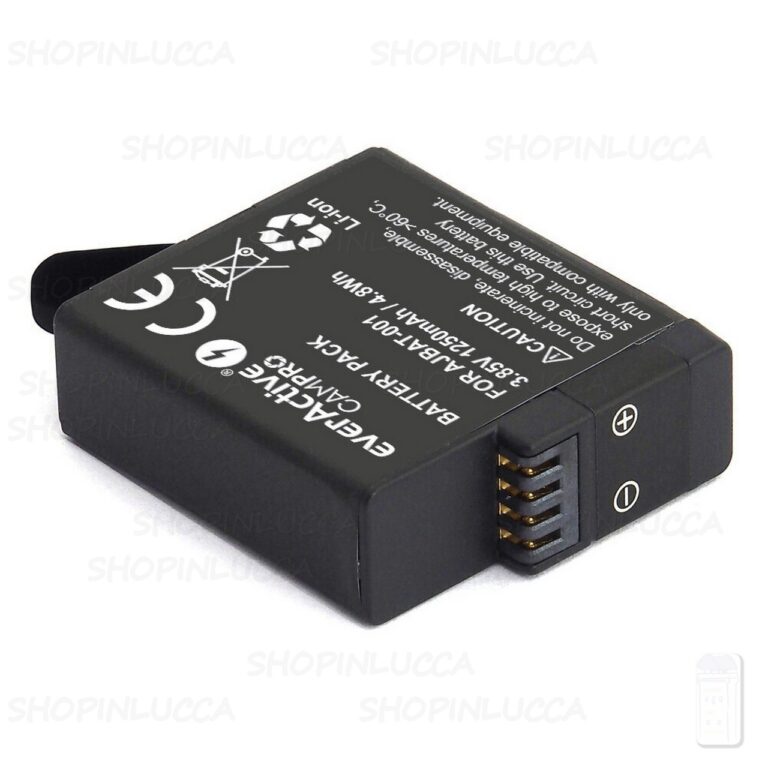 Batteria Ricaricabile CamPro EVB026 per GoPro Hero 5 6 7 8 Pila Litio 3,85v 1250mah Action Cam AHDBT-501 - immagine 3
