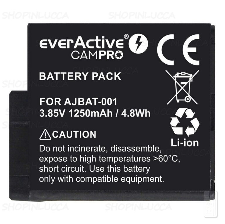 Batteria Ricaricabile CamPro EVB026 per GoPro Hero 5 6 7 8 Pila Litio 3,85v 1250mah Action Cam AHDBT-501 - immagine 2
