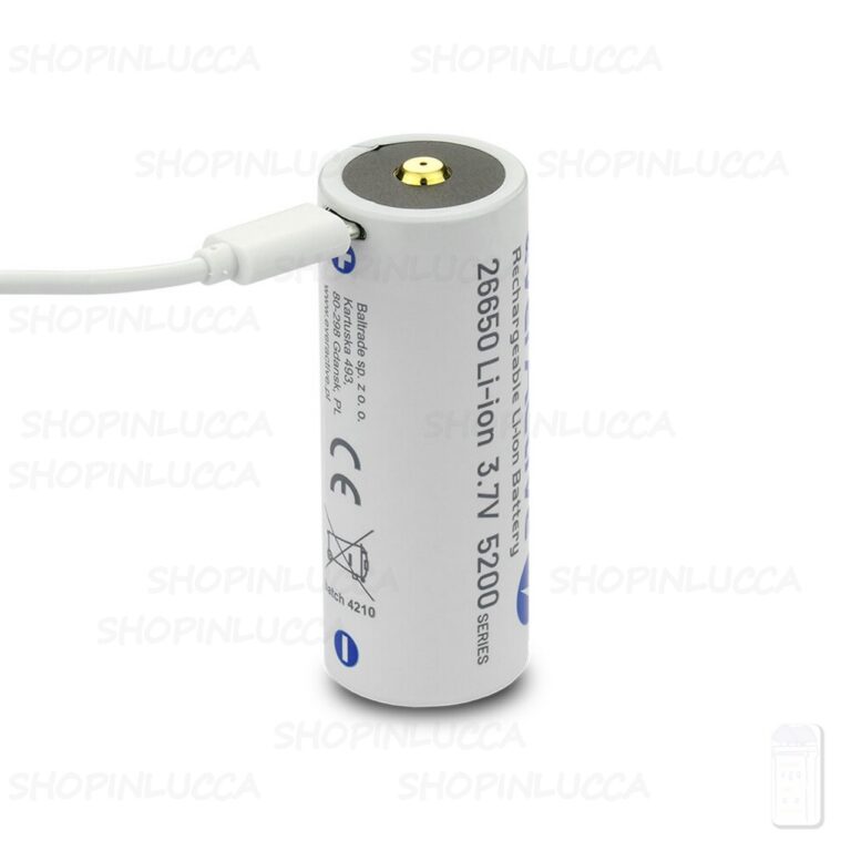 Batteria Pila 26650 Litio 3,7v 5200mAh scarico 12A Ricaricabile anche con USB Polo Rialzato e con Circuito di Protezione - immagine 8