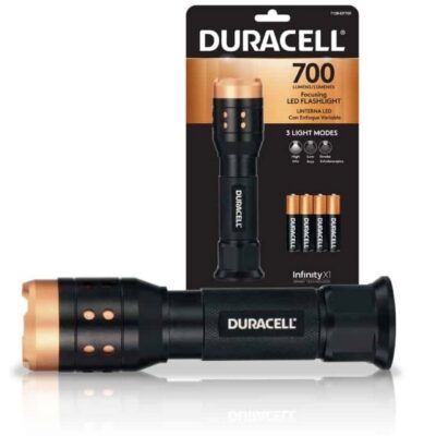 torcia duracell led 700lm autonomia 2h portata 120mt IPX4 batterie pile incluse