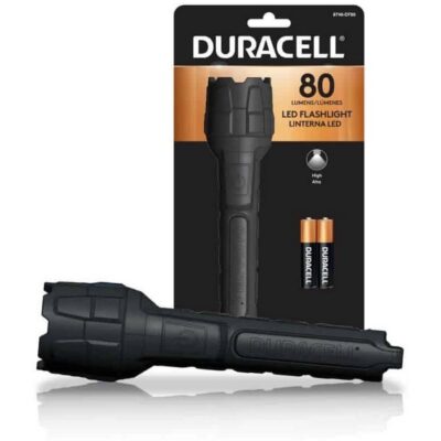 torcia duracell led 80lm gommata autonomia 4h portata 30mt batterie pile incluse