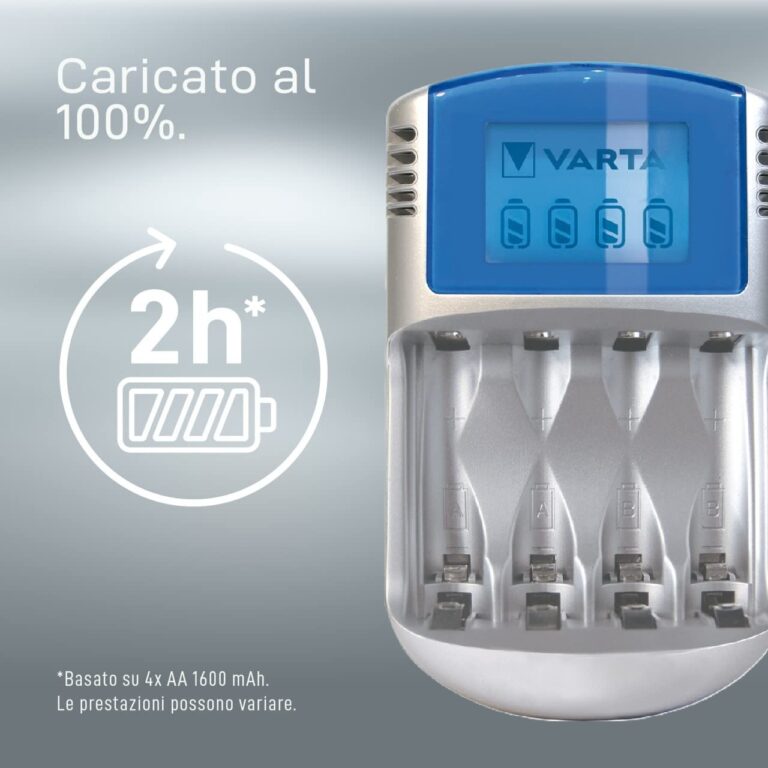 Caricabatterie VARTA LCD Charger vuoto per pile Stilo AA Ministilo AAA NiMH 1,2v - immagine 6